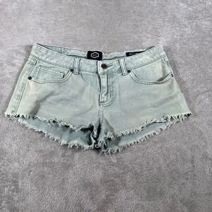 RVCA Womens Denim Jean Shorts Frayed‎ Hem Size 27 Light Blue